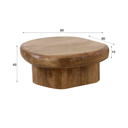 Table basse organique en bois de manguier plateau épais DELHI