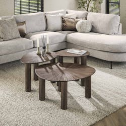 Table basse organique en bois de teck forme triangle (lot de 3) YOGY