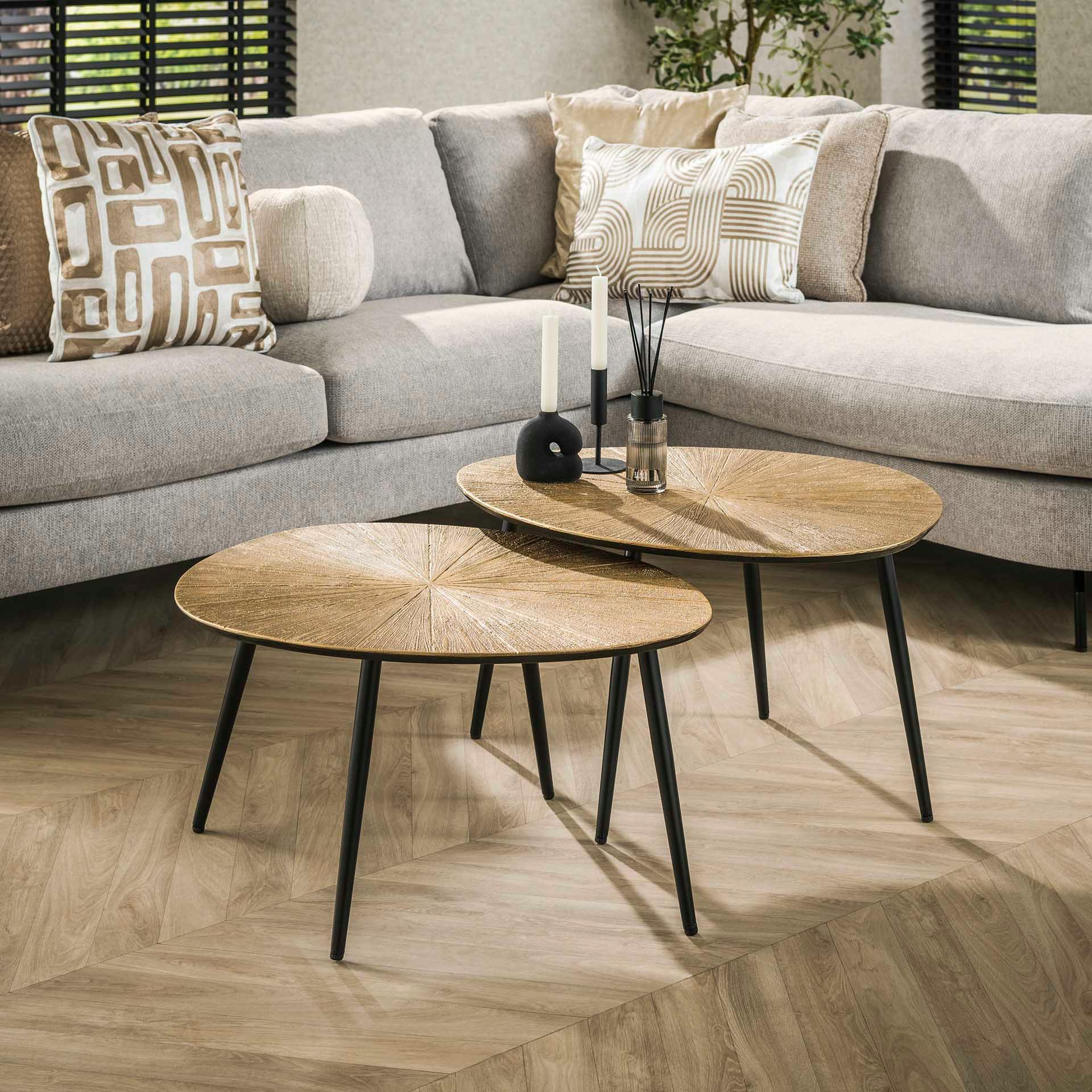 Table basse organique, motif soleil (lot de 2) RALF