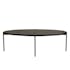 Table basse ovale bois anthracite lignes dorées BIHAR