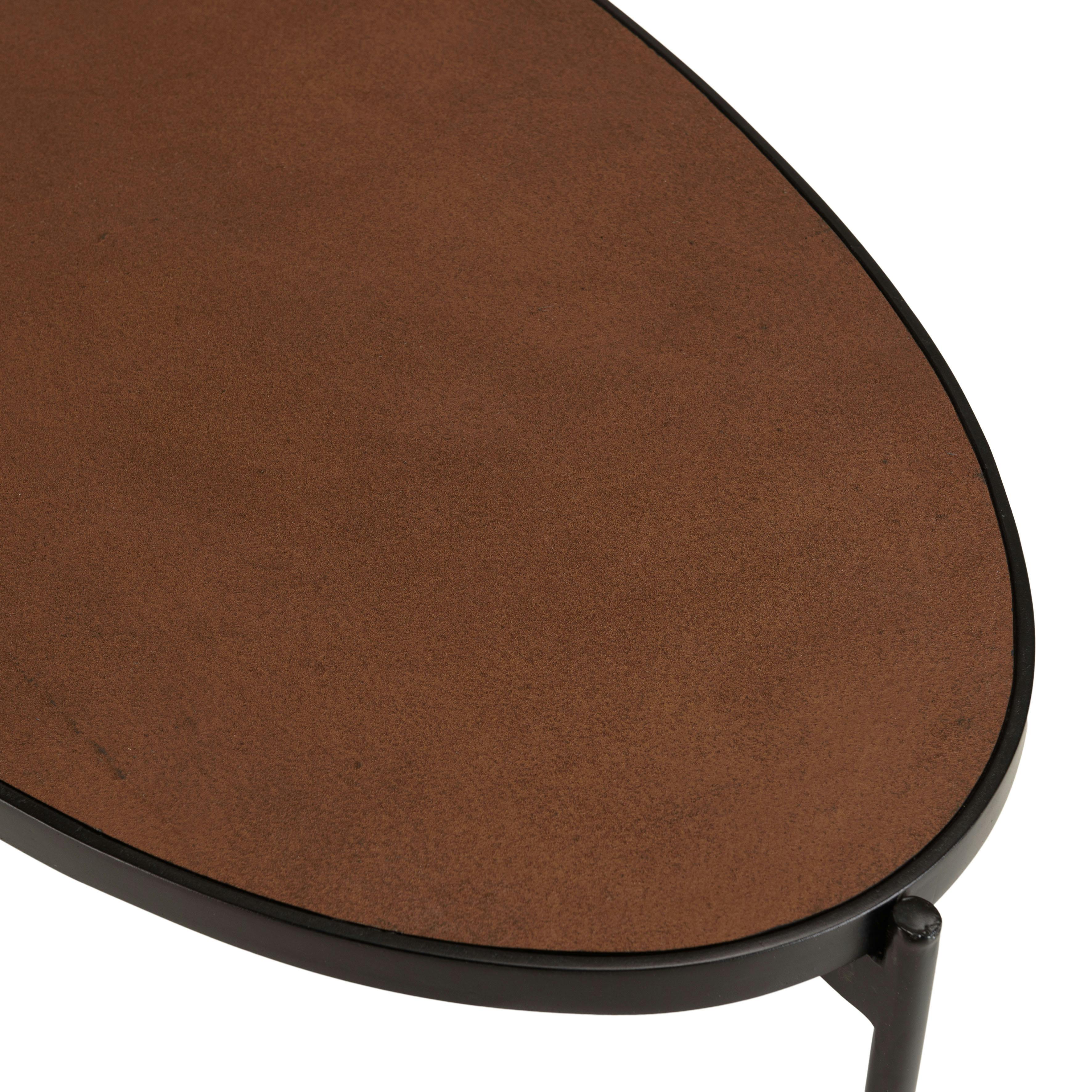 Table basse ovale bois effet pierre rouille BIHAR | Tables basses ...