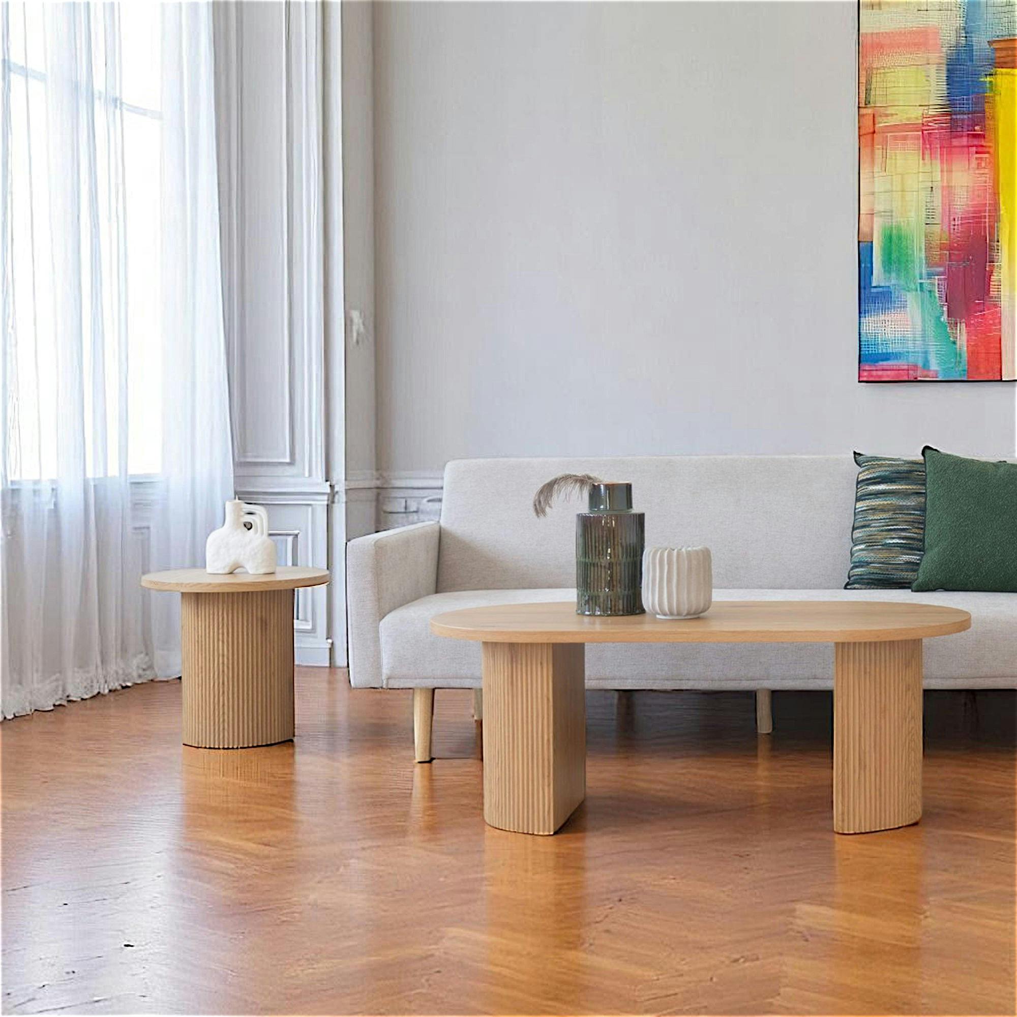 Table basse ovale effet bois blond MATERA