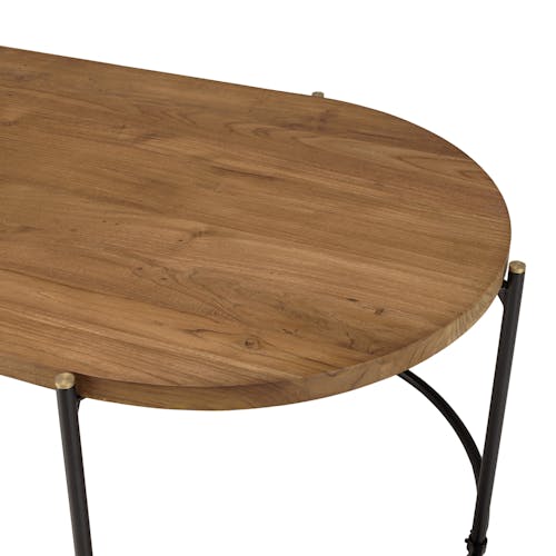 Table basse ovale en teck recyclé et métal 164 cm SWING