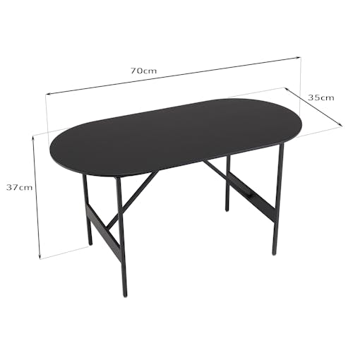 Table basse ovale noire bois et métal CORUMBA