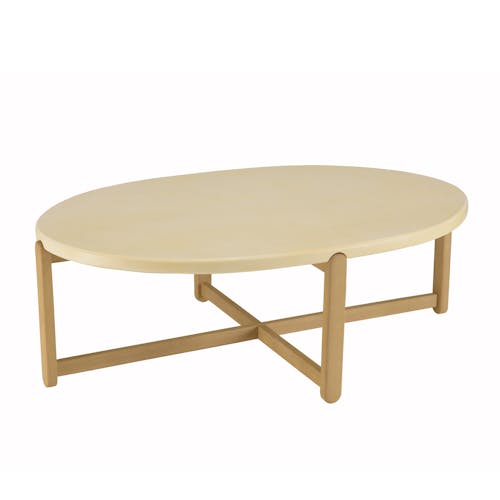 Table basse ovale plateau béton beige 121 cm BRASILIA