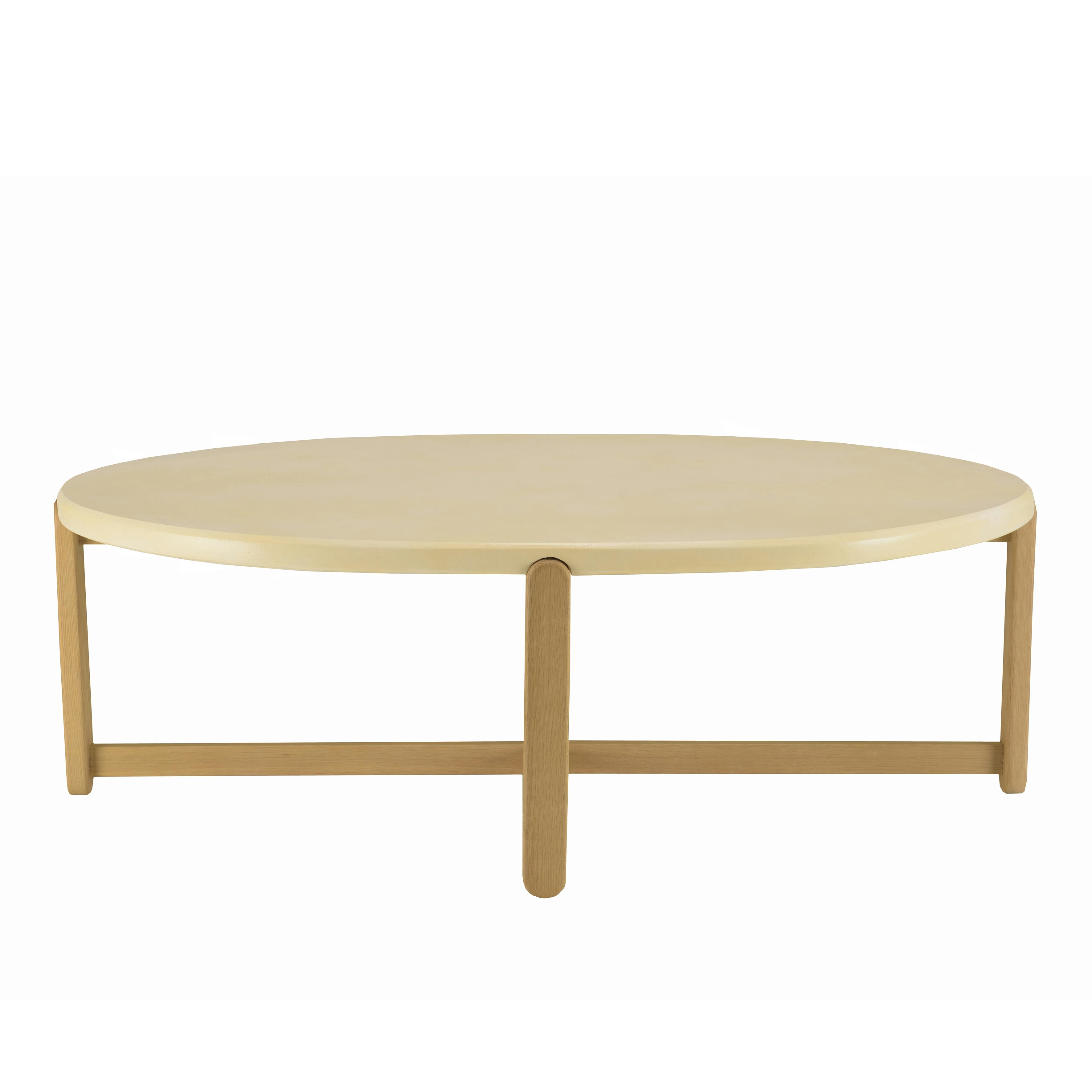 Table basse ovale plateau béton beige 121 cm BRASILIA