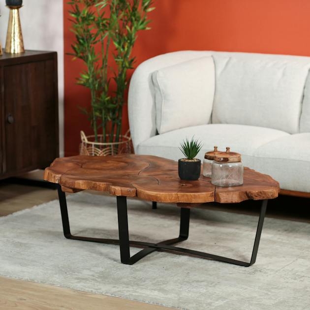 Table Basse Ovale En Bois Tribesigns 115x65x40 Cm - Style Moderne Chêne - Pour Salon Ou Table D'appoint