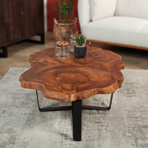 Table basse ovale teck massif recyclé BALTIMORE