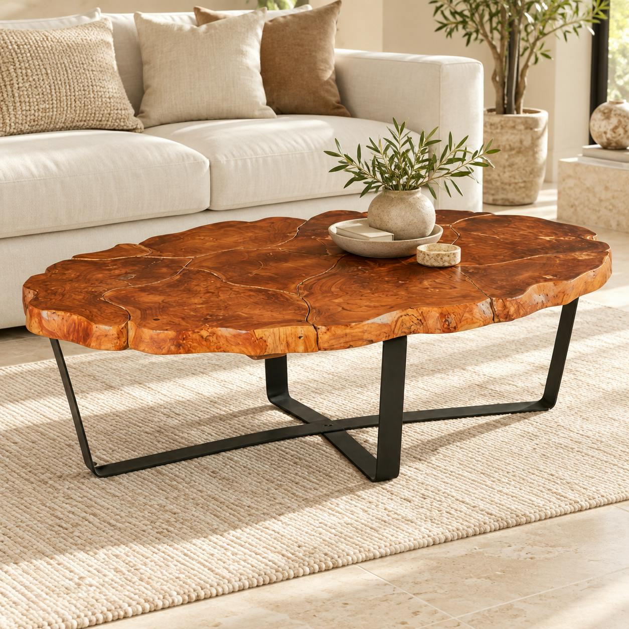 Table basse ovale teck massif recyclé BALTIMORE