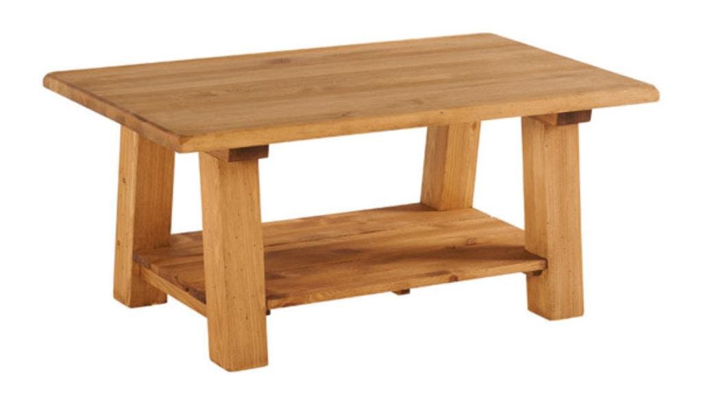 Table basse Pin massif ciré style campagnard 100 cm HANNOVER