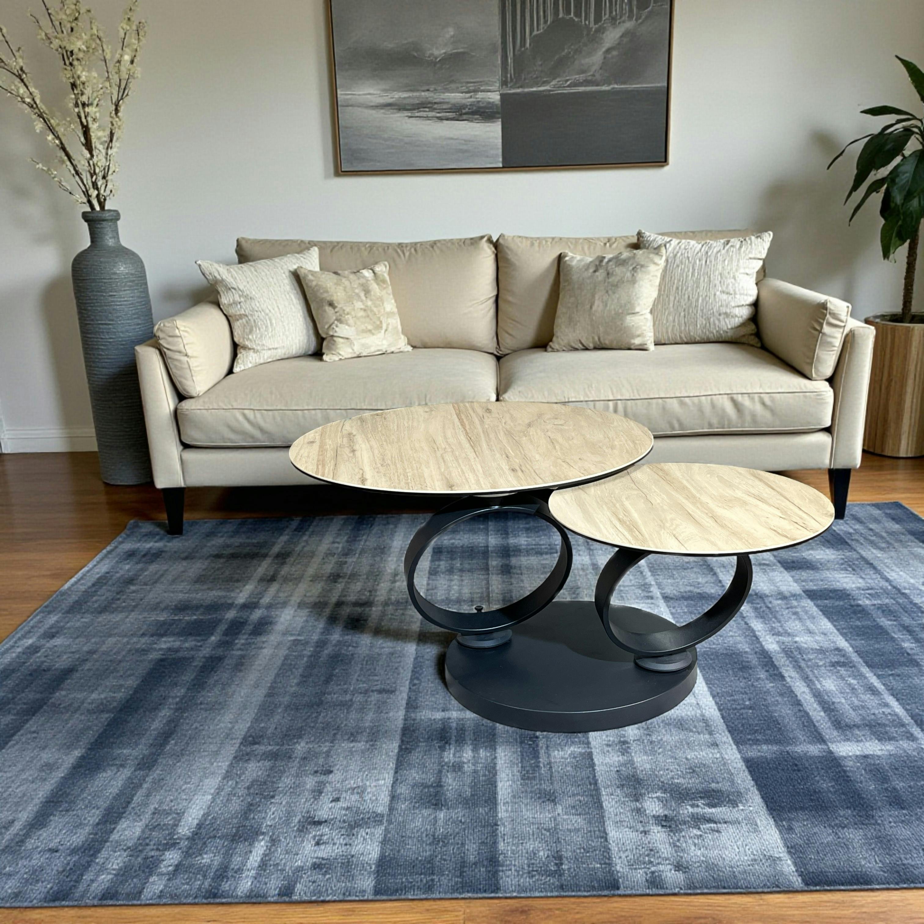 Table basse pivotante en céramique effet bois LOMBARDIE