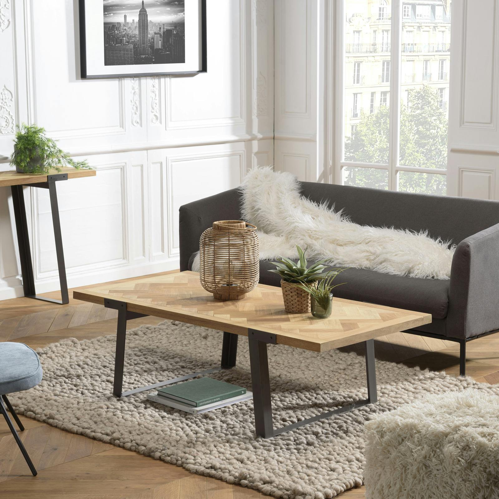 Table basse plateau chevrons en bois bois VULCAN