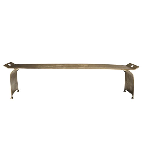 Table basse rectangulaire en metal dore de style contemporain