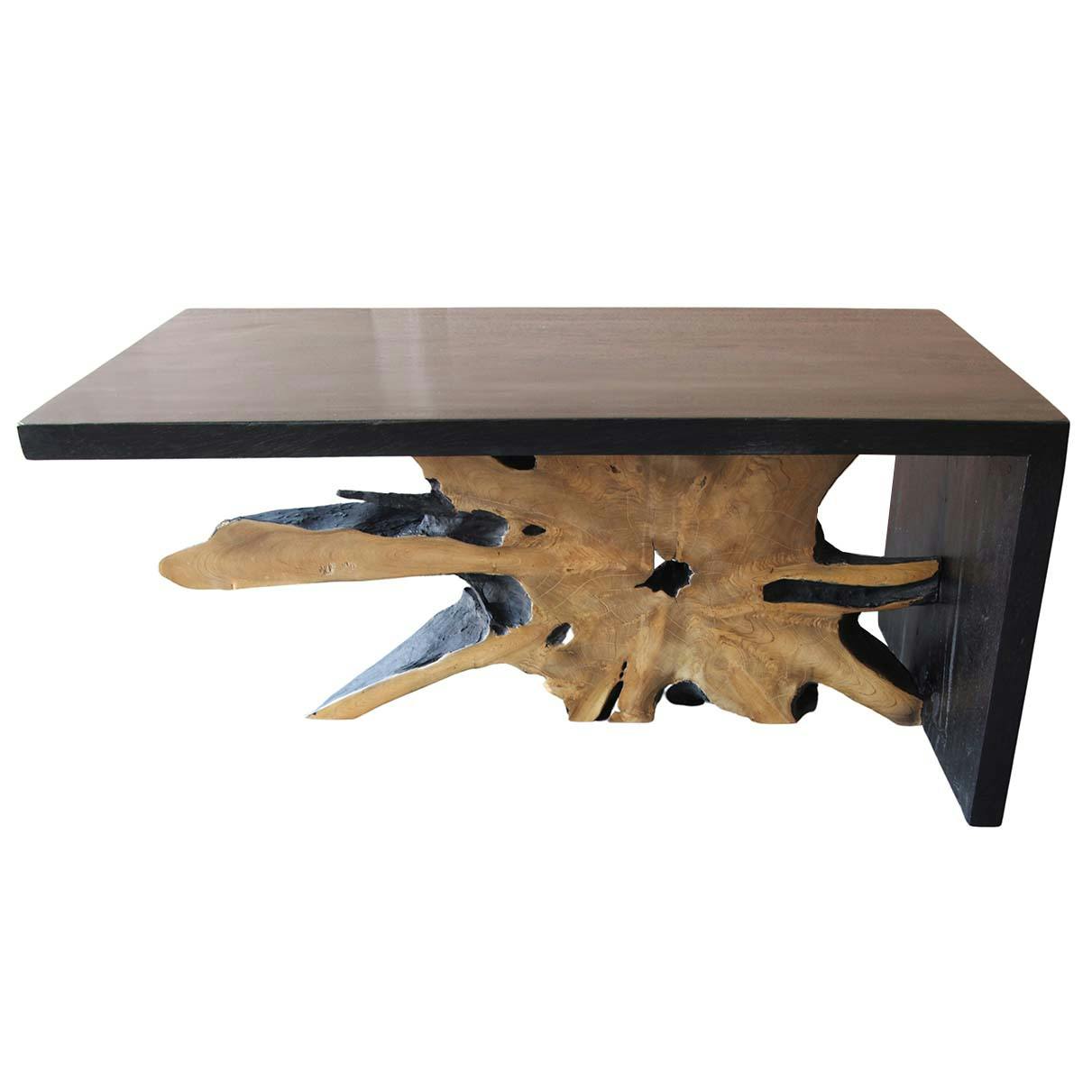 Table basse racine de teck contour bois noir ARIZONA