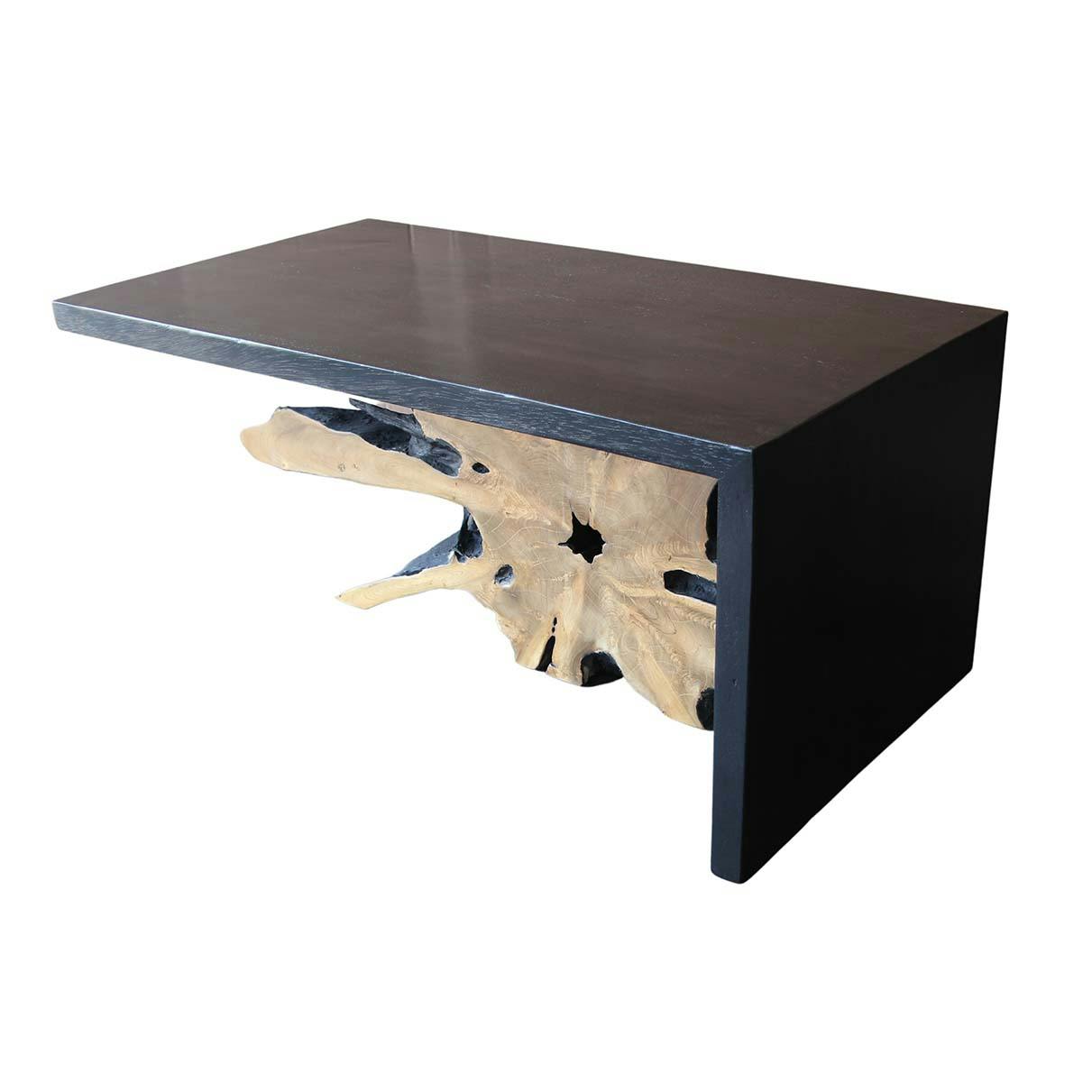 Table basse racine de teck contour bois noir ARIZONA