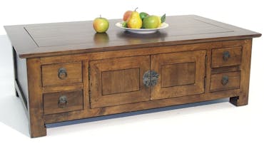  Table basse rectangle avec 4 portes et 8 tiroirs 120x70x40cm MAORI