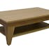Table basse rectangle chic chêne finition amande naturelle double plateaux et pieds en équerre 120x70x40cm MANOIR