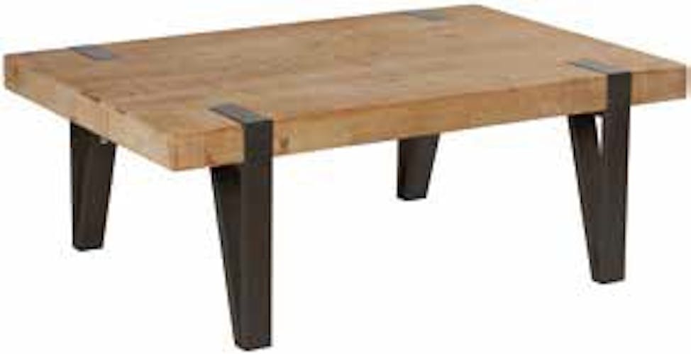 Table basse rectangle en sapin massif doublé et pieds métal 120x80x45cm EPIKA