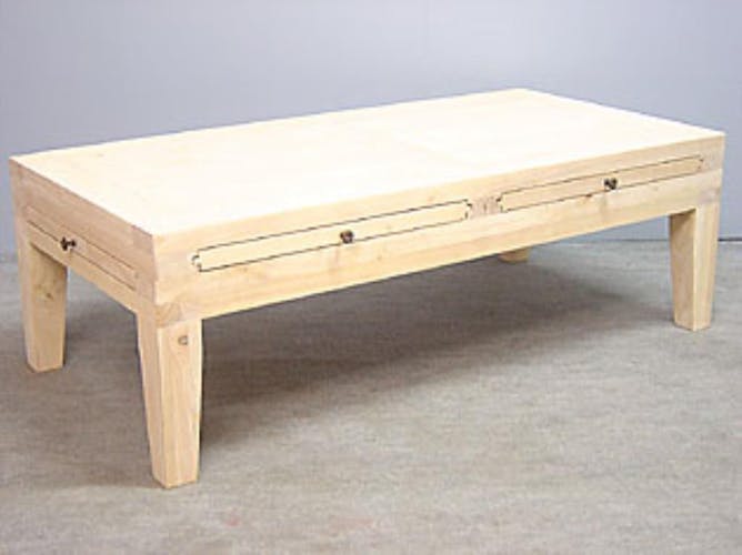 Table basse rectangle hévéa 120cm MAORI