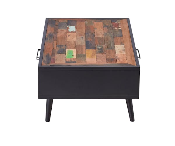Table basse rectangulaire un tiroir en bois recycle de syle industriel