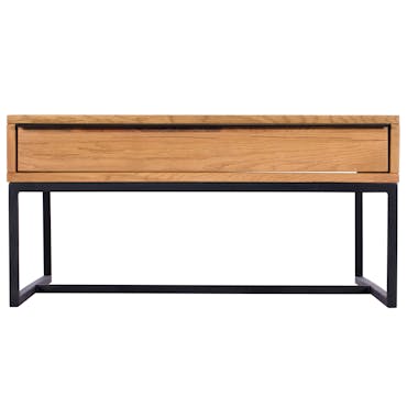  Table basse rectangulaire en bois pieds metal deux tiroirs de style contemporain
