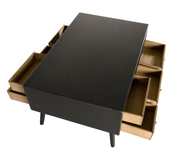 Table basse rectangulaire noire patchwork de style exotique