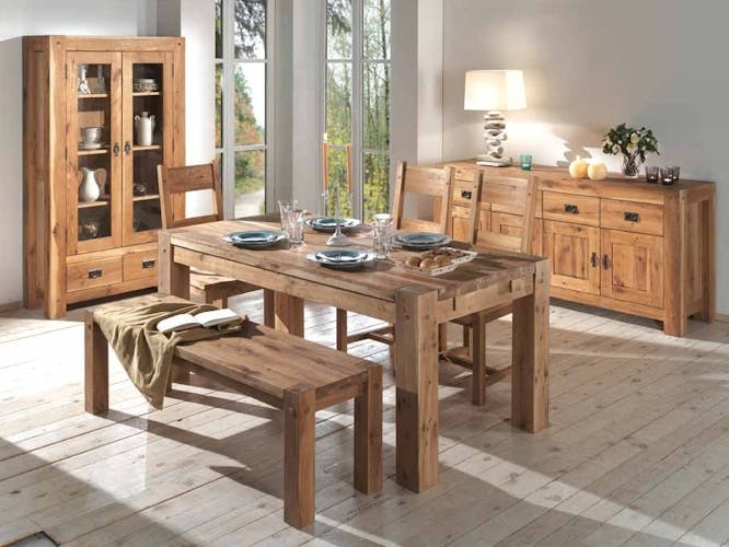 Table basse rectangulaire en bois de style campagne