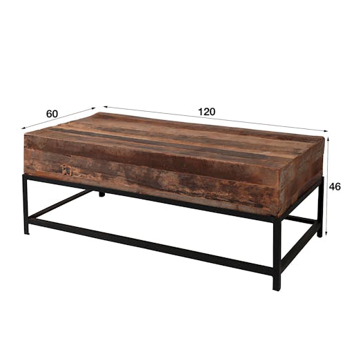 Table basse rectangulaire bois recyclé brut PRETORIA