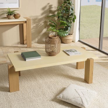  Table basse rectangulaire design chêne et béton BRASILIA