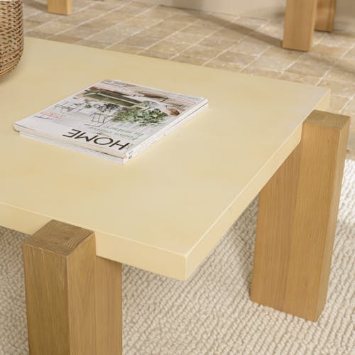 Table basse rectangulaire design chêne et béton BRASILIA