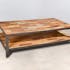 Table basse rectangulaire en bois recycle et metal de style industriel