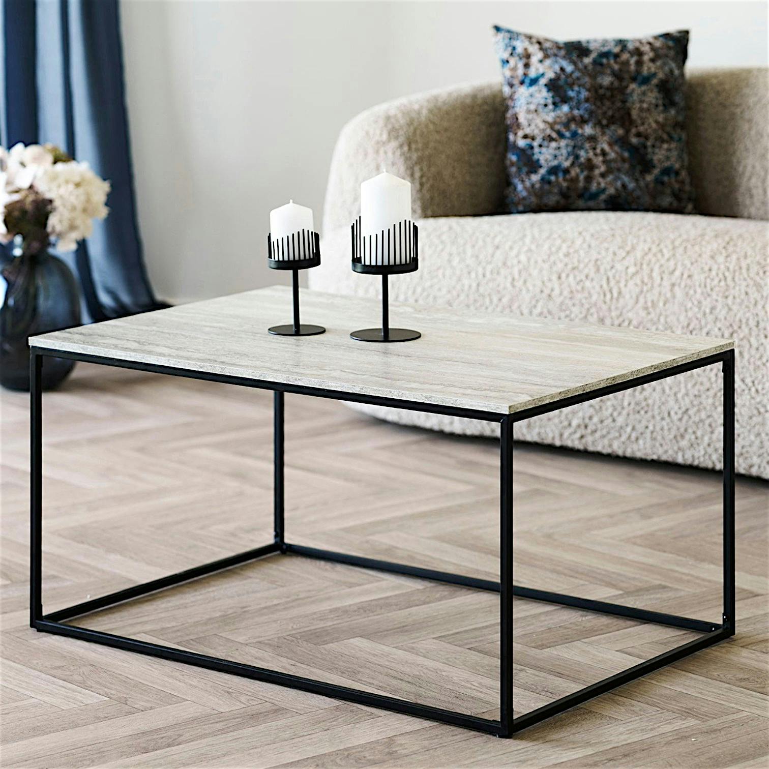 Table basse rectangulaire effet travertin VARDE