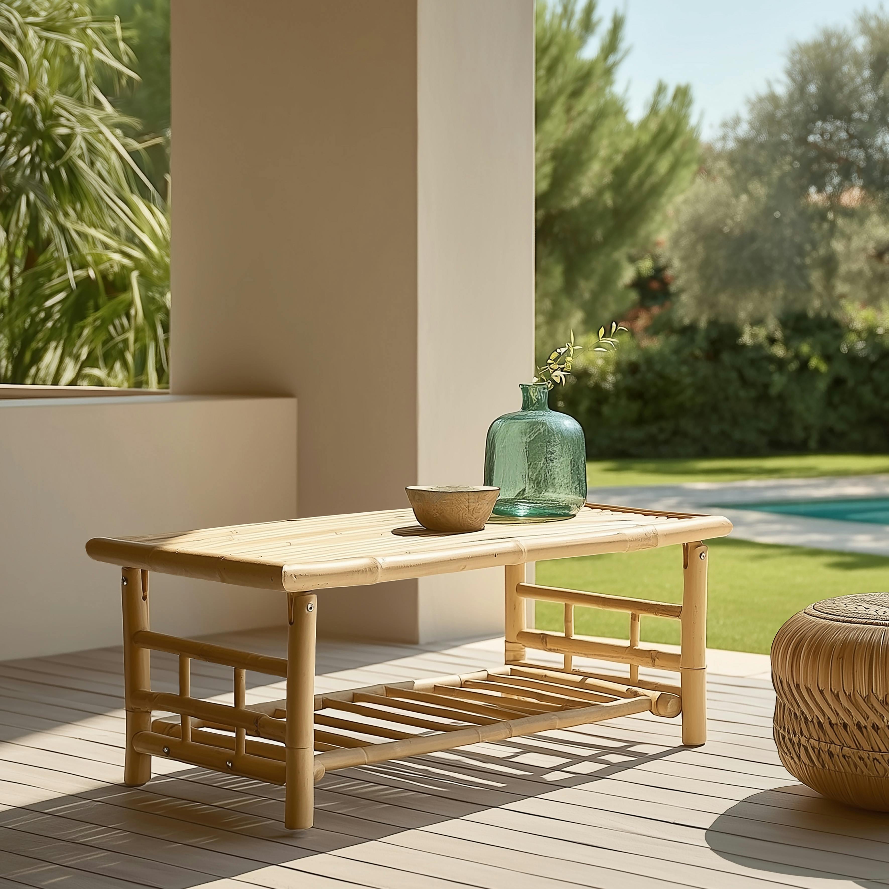 Table basse rectangulaire en bambou 90x49cm CALVIA