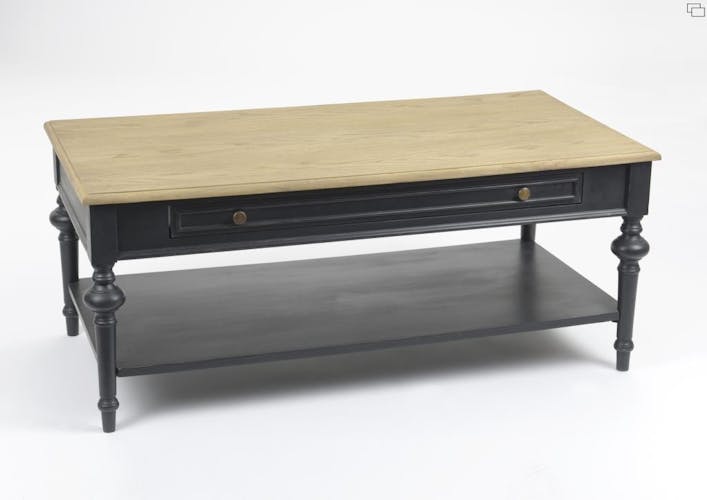 Table basse rectangulaire en bois noir de style romantique