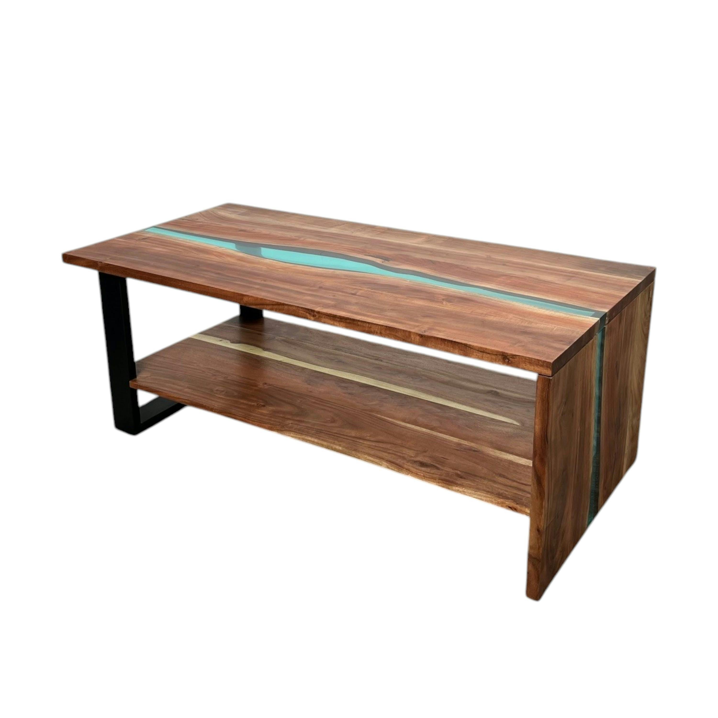 Table basse rivière epoxy lagon et bois d'acacia BORA | Tables basses ...