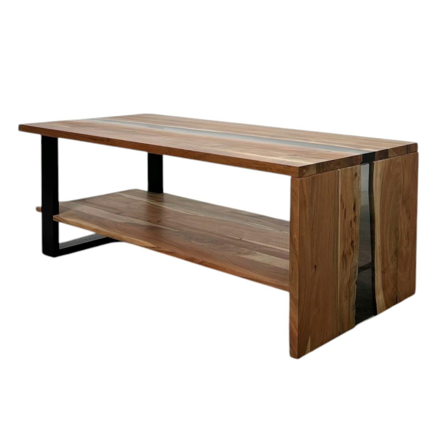 Table basse rivière epoxy noir et bois d'acacia BORA | Tables basses ...