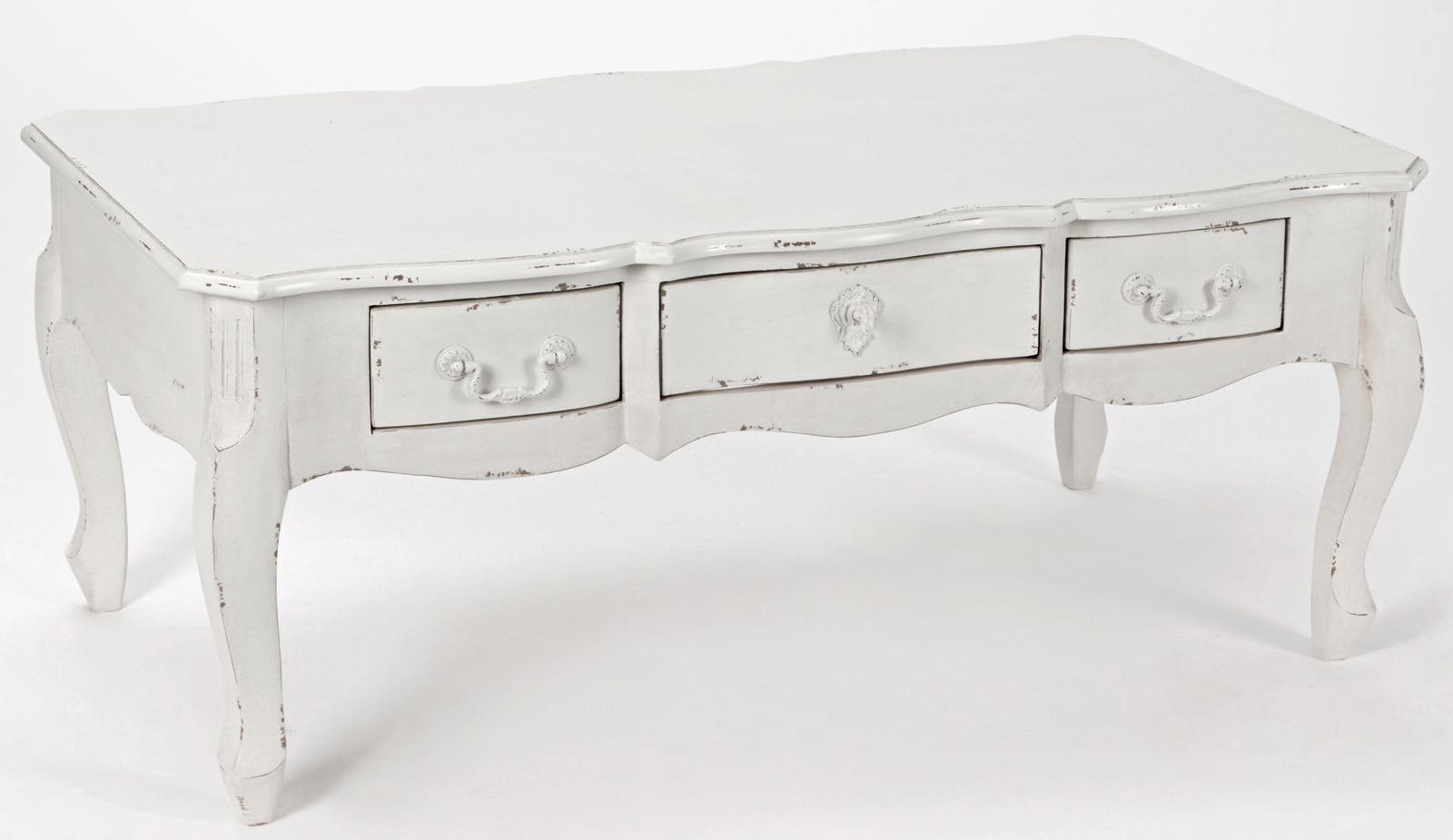 Table basse rectangulaire en bois blanc de style romantique