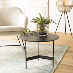 Table basse ronde 50 cm bois noir CORUMBA