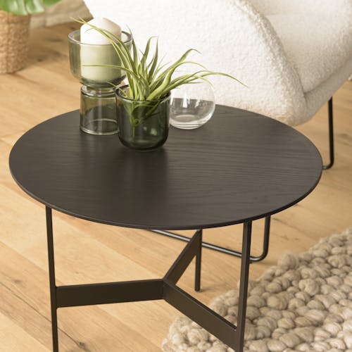 Table basse ronde 50 cm bois noir CORUMBA