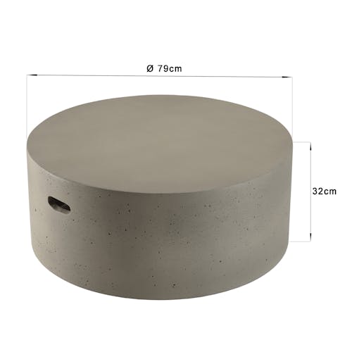 Table basse ronde 79 cm en béton gris brut HERCULE