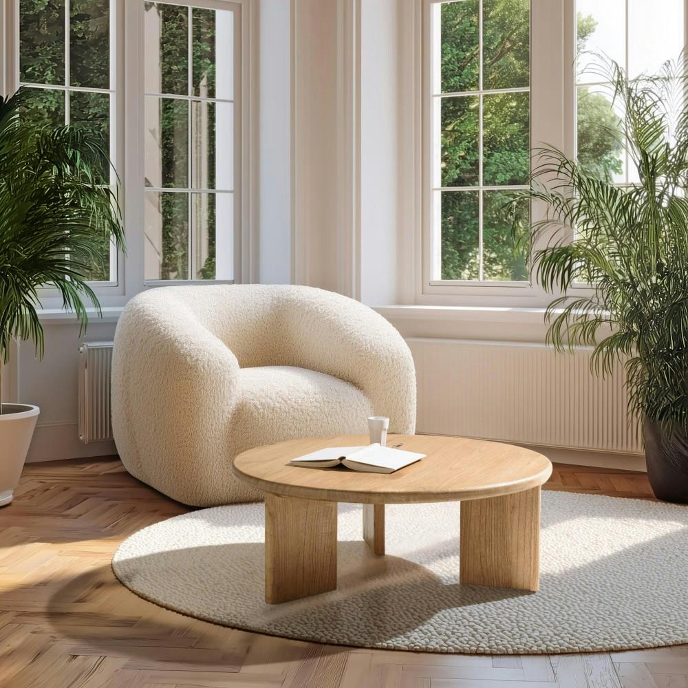 Table basse ronde 80cm en bois de mindi TIVARO