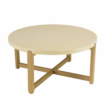 Table basse ronde 81 cm chêne et plateau béton BRASILIA