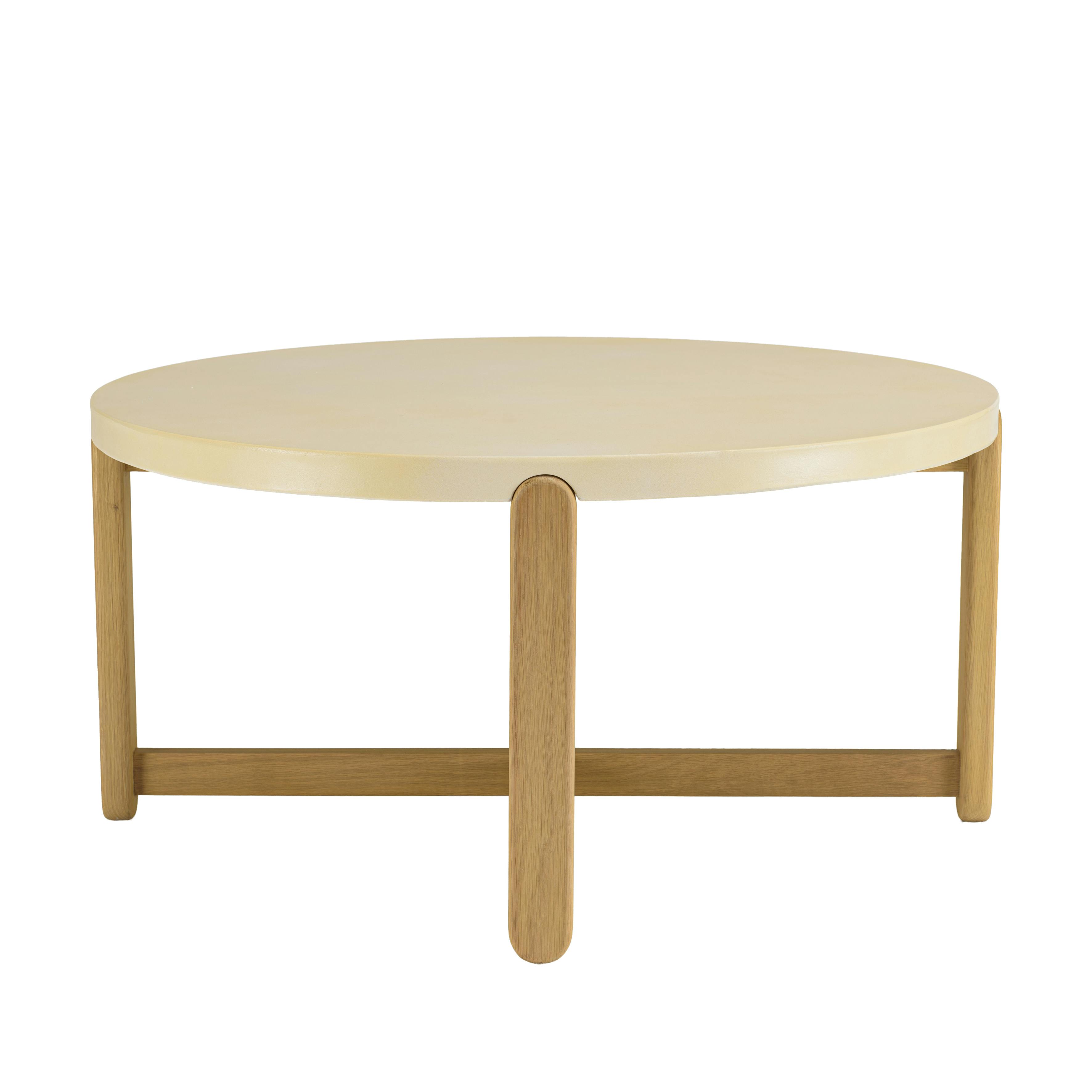 Table basse ronde 81 cm chêne et plateau béton BRASILIA