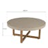 Table basse ronde béton beige pieds bois croisés DIKA