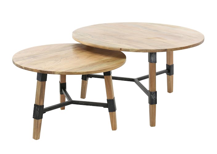 Tables basses gigognes en bois et metal de style contemporain