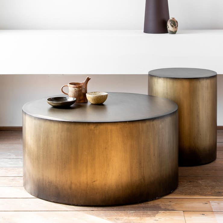 Table Basse Ronde Bois et Métal | Tables Basses Ronde Industrielle ...