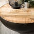 Table basse ronde en bois et metal noir de style industriel