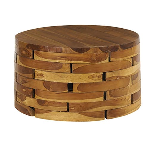 Table basse ronde en bois de style exotique