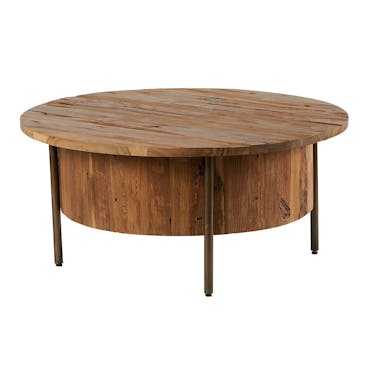  Table basse ronde en bois massif et metal de style exotique