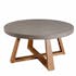 Table basse ronde en beton et bois de style contemporain